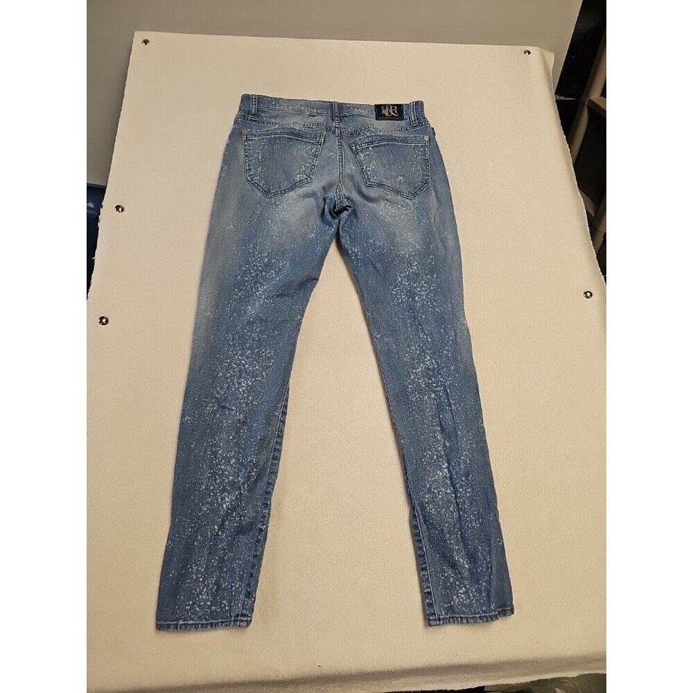 Rock & Republic Jeans Women 6 Blue Distressed Spotted Skinny Designer Denim Pant